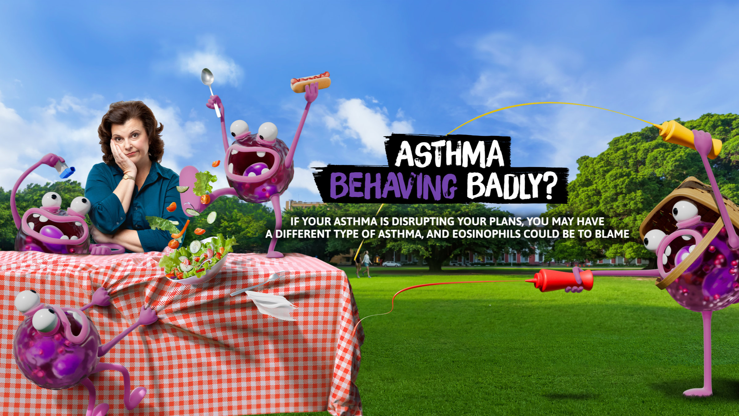 AstraZeneca debuts annoying purple 'Phil' creatures, personified asthma eosinophils 'behaving badly'